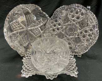 Lot 4 Cut Crystal & Glass Vessels