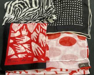 Lot 4 RALPH LAUREN ANNE KLEIN EYEFUL Silk Scarves