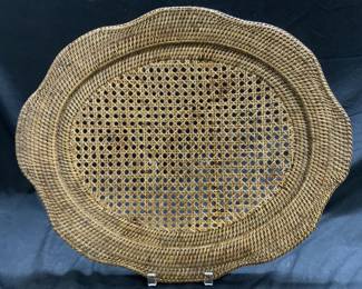 Woven Wicker Caned Serving Tray 22in