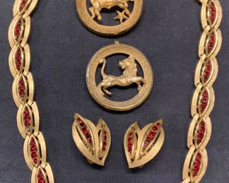 Lot 4 Trifari Gold Tn Necklace & Earring Set, More
