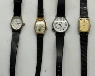 Lot 4 Vintage TIMEX & Sharp Leather Watches