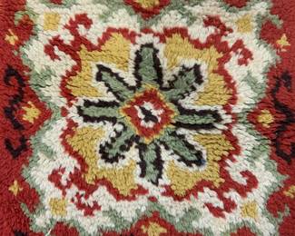 Vintage Wool Pile Fringed Area Rug