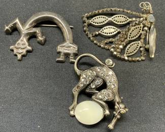Lot 3 Vintage Figural, Cat, Butterfly Brooches