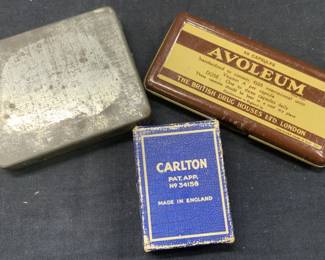 3 Vntg Tins & Trinket Boxes, Avoleum, Carlton More
