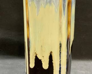 Blue/Brown Ceramic Drip Glaze Vase, 13.5 In