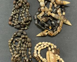 Lot 6 Beaded Shell Necklaces & Earrings