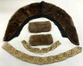 Lot 5 Vntg Mink & Beaded Collars Headbands