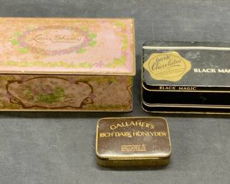 Lot 3 Vintage Tins, Chocolate, Louis Sherry, More
