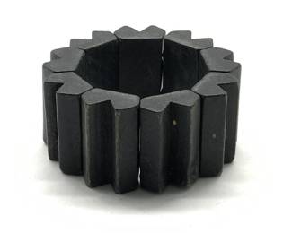 Black Wood Beaded Stretch Bracelet