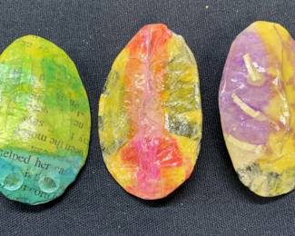 Set 3 J Seffens Paper Mache Insect Brooches