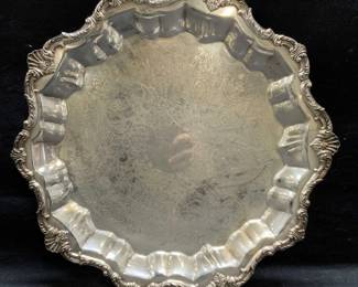 Vtg WAVERLY by Wallace Silver Pl Scroll Platter 14