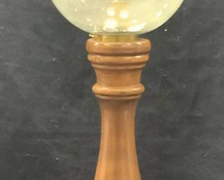 Vintage Wooden Base Hurricane Candle Stick