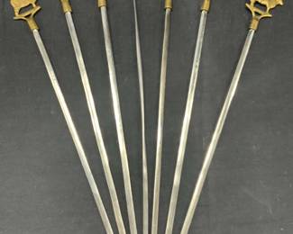 7 Vintage Brass & Steel Animal Skewers