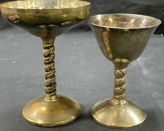 2 Silver Plate Brass Ornate Stemware Roma & Visiuc