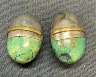 Vintage Sterling Silver & Stone Earrings, Mexico