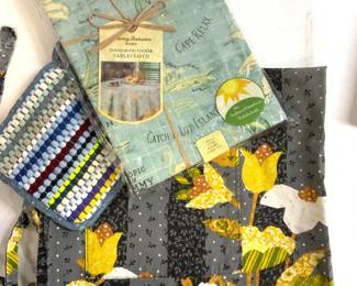 3 Tommy Bahama NIP Tablecloth, Apron, Pot Holder