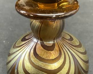 Hand Blown Art Glass Feather Pull Perfume Bottle