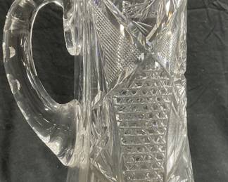 Brilliant Clear Cut Glass Water Pitcher