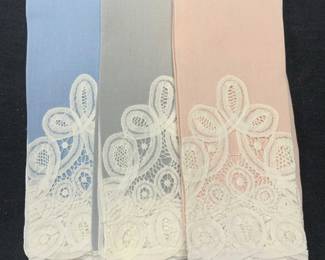 Set 3 Pink/Blue/Gray Cotton Lace Napkins