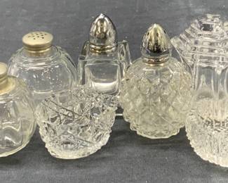Lot 7 Cut Glass & Crystal Salt Shakers