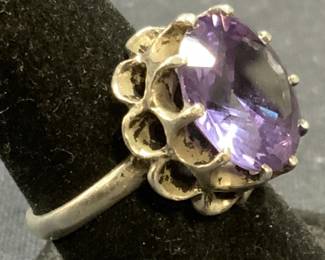 Vintage Sterling Silver & Sapphire Ring