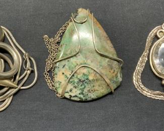 Lot 3 Vintage Silver Tn Pendant Necklaces