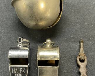 Lot 4 Vintage Halex Whistle & Bell, More