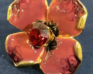 Kenneth Lane Enamel & Crystal XL Flower Ring