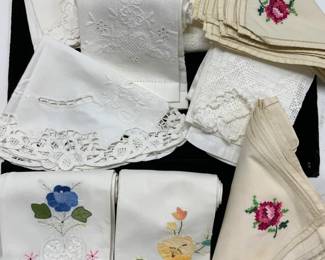 23 Linens Applique Tea Towels Cross Stitch Napkins
