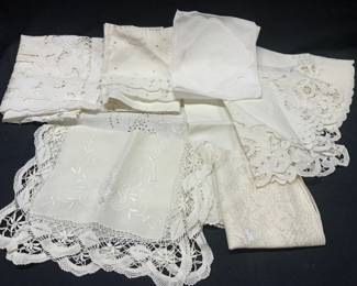Lot 9 Vintage Embroidered Lace Table Linens