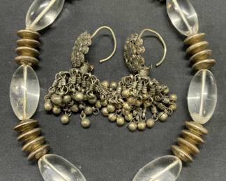 Lot 2 Sterling Silver Glass Beaded Necklace, More