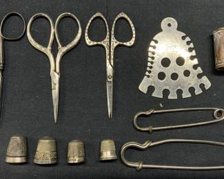 11 Sewing Accessories Sterling Silver Thimbles More