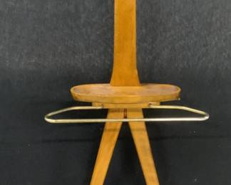 Vintage Carved Wooden Valet Stand On Casters