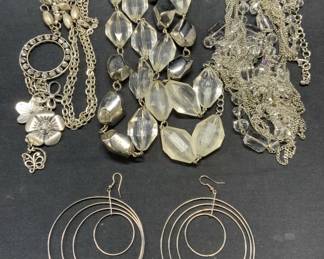 Lot 4 NENA Silver Tone Crystal Necklace, More