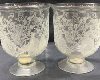 Pr Crystal Footed Candle Vessels