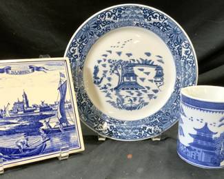 Lot 3 Trademarked DELFTS, WARWICK Porc Tabletop