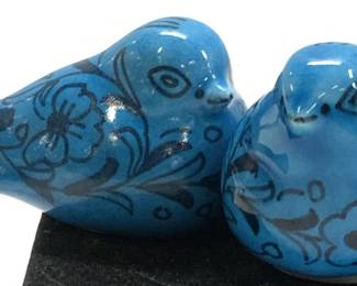 Signed Pair Ceramic Bird Figurines