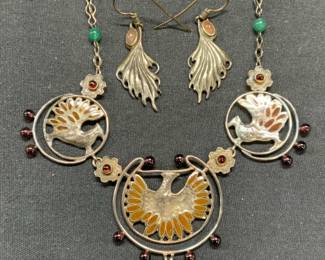 Lot 2 Sterling Silver Earrings & Necklace