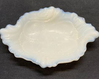 Vintage Embossed Milk Glass Trinket Dish