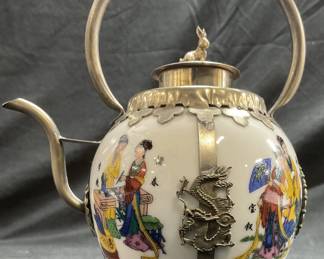 Handcrafted Porcelain Asian Teapot