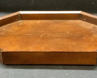 Vintage Wood Tray with Brass Handles