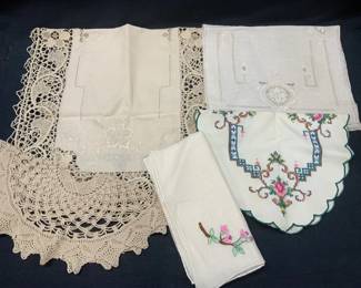 5 Vintage Embroidered & Lace House Linens