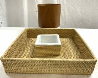 Lot 2 Wicker Chip & Dip Vessel, More