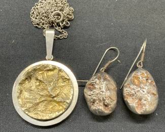 Lot 2 HS Sterling Silver Pendant Necklace, More