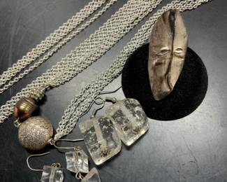 Lot 4 Jewelry, Sterling Silver Ring, More