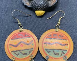 Lot 2 Owl Brooch & Dangle Earrings