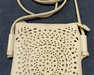 Beige Faux Leather Cut Out Handbag