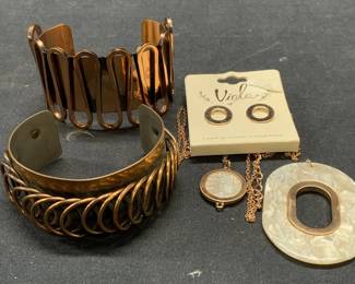 Lot 3 Vintage Renoir Copper Bracelets, More