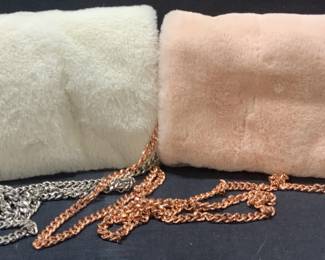 2 Pink & White Fur Purses