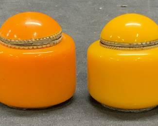Lot 2 Vintage Orange Lucite Trinket Boxes